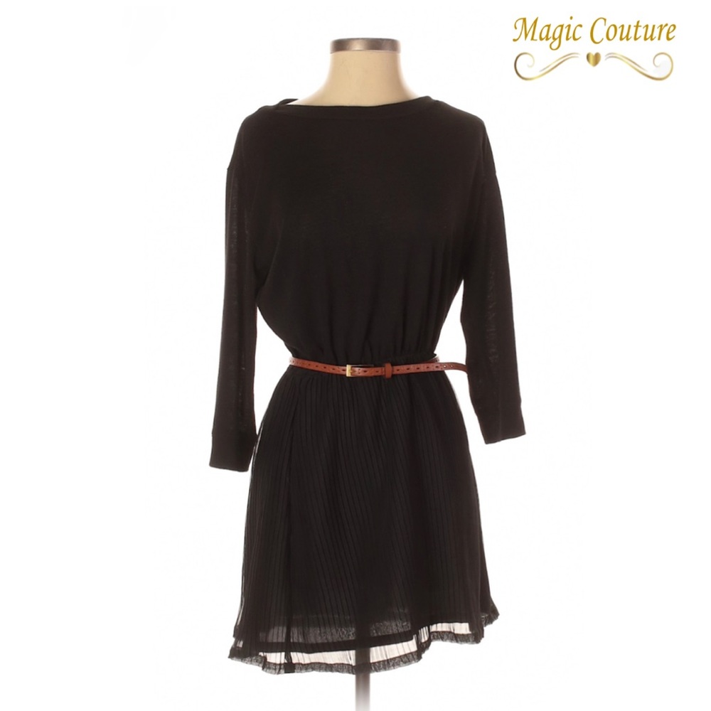 MYNE Ashley Ann Black Belted Pleated Skirt Dress🖤🖤🖤